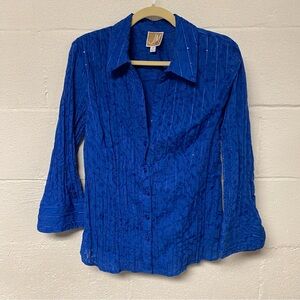 JM Collection Women’s Button Down Shirt with 3/4 Sleeves Size 12